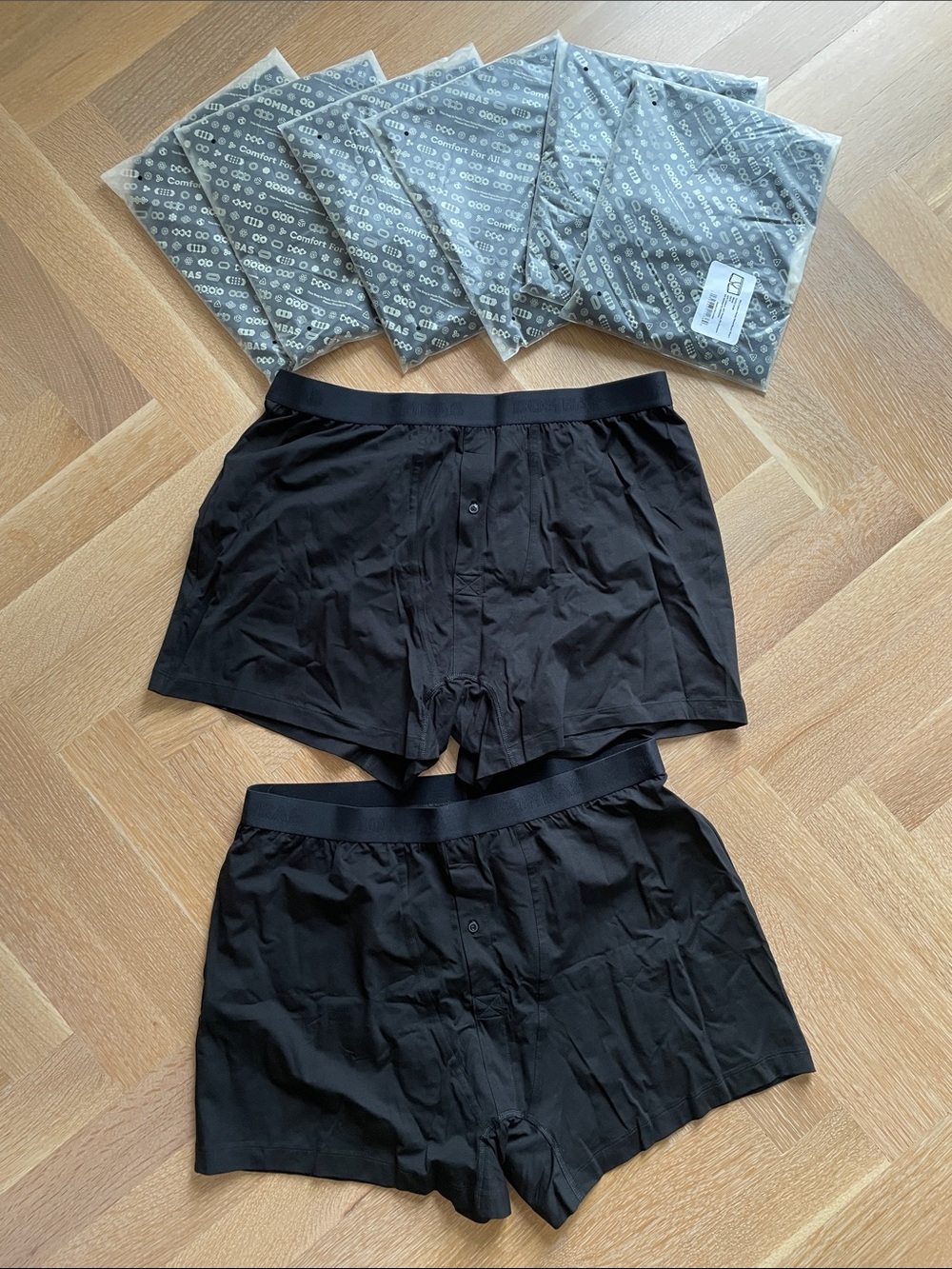 8 pair bombas cotton modal blend boxer short size XL black